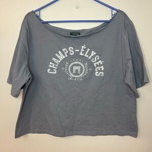 Wild Fable Gray Champs-Élysées Crop Top Off the Shoulder Women’s